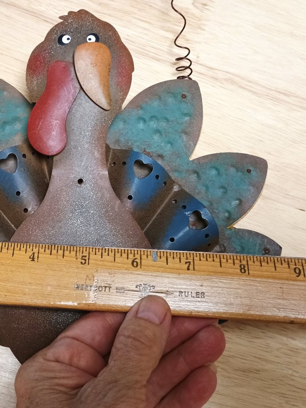 Rustic Thanksgiving Turkey Wall Decor, Made of Wood & Metal, Door Hanger, 10.5" - Picture 7 of 7